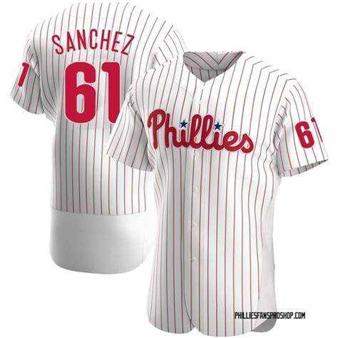 Mens Philadelphia Phillies #61 Cristopher Sanchez White Flex Base Stitched Baseball Jersey Dzhi